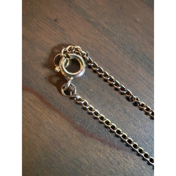 Leaf Design Enamel Necklace 9” Small Delicate Pendant Orange Blush Reversible Vi - Picture 5 of 5